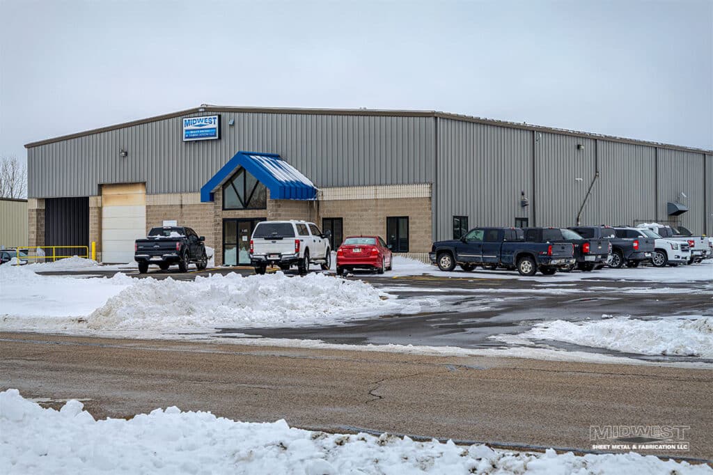 Midwest Sheet Metal building outside view in Greenville, WI, just north of the Appleton airport.